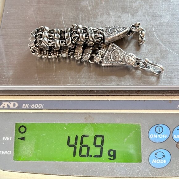 VTG Sterling Silver 925 Heart Flower Design Vintage Link Bracelet Hook Clasp 8" - Picture 9 of 9